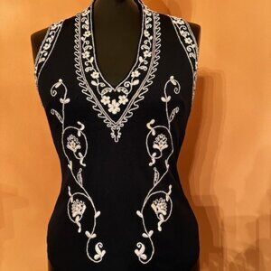 Cache Beaded & Embroidered Top